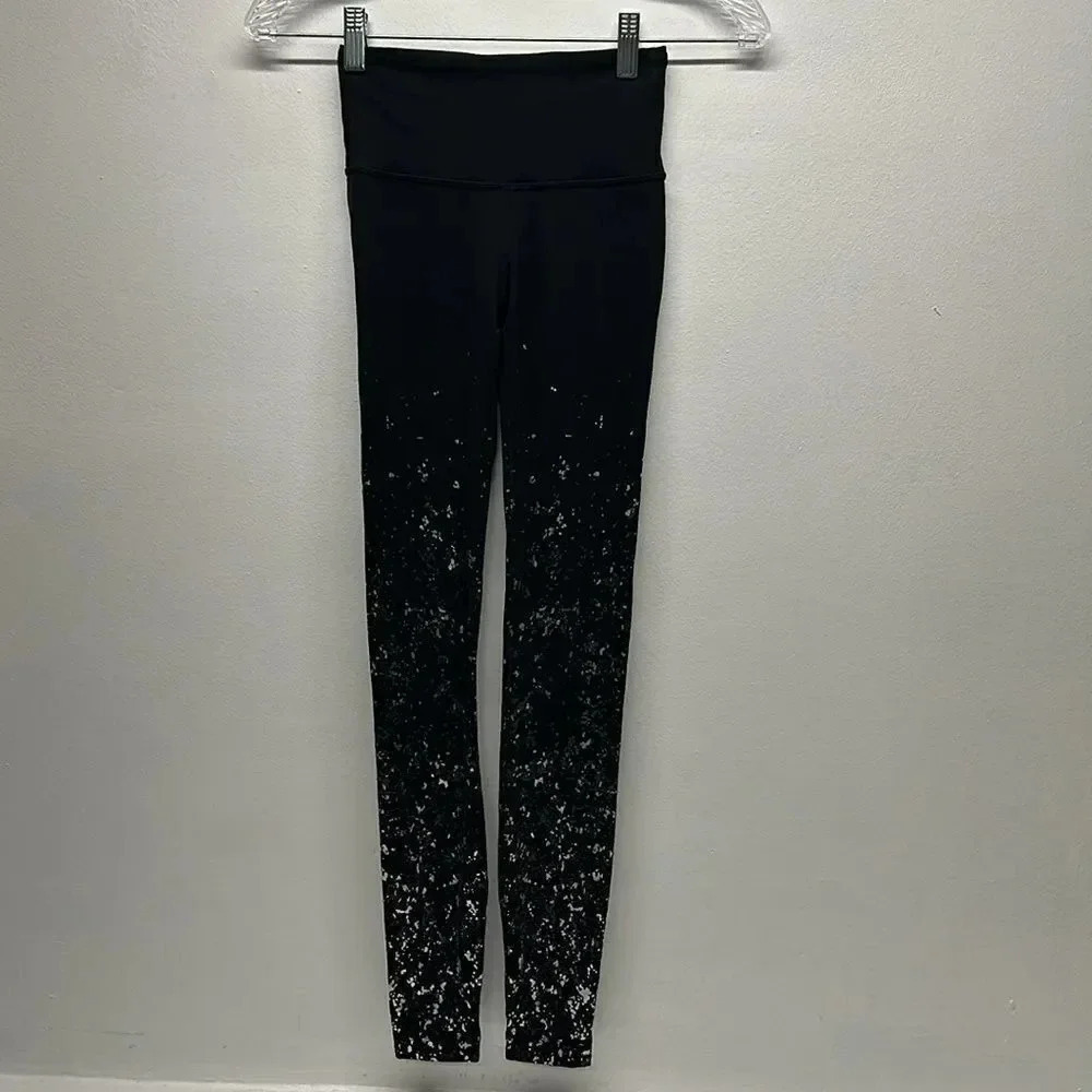 Lululemon Speed Wunder Tight 28" Leggings Pants in Speckle Shine Black Silver 0